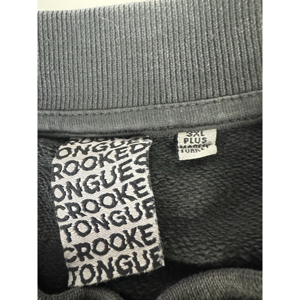 Mens Crooked Tongues Sweat Shirt Size 3XL Plus Gray Spell Out - Picture 5 of 7